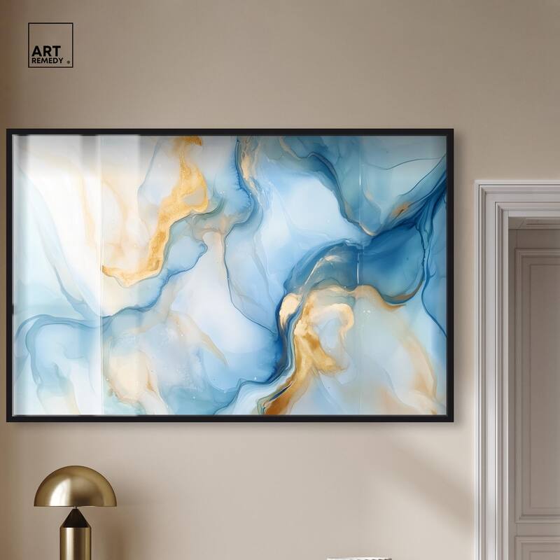 Blue Veined Gold Shadowbox by Art Remedy