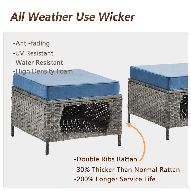 Gray Wicker Rattan Outdoor Patio Furniture Set Swivel Chair with Cushion