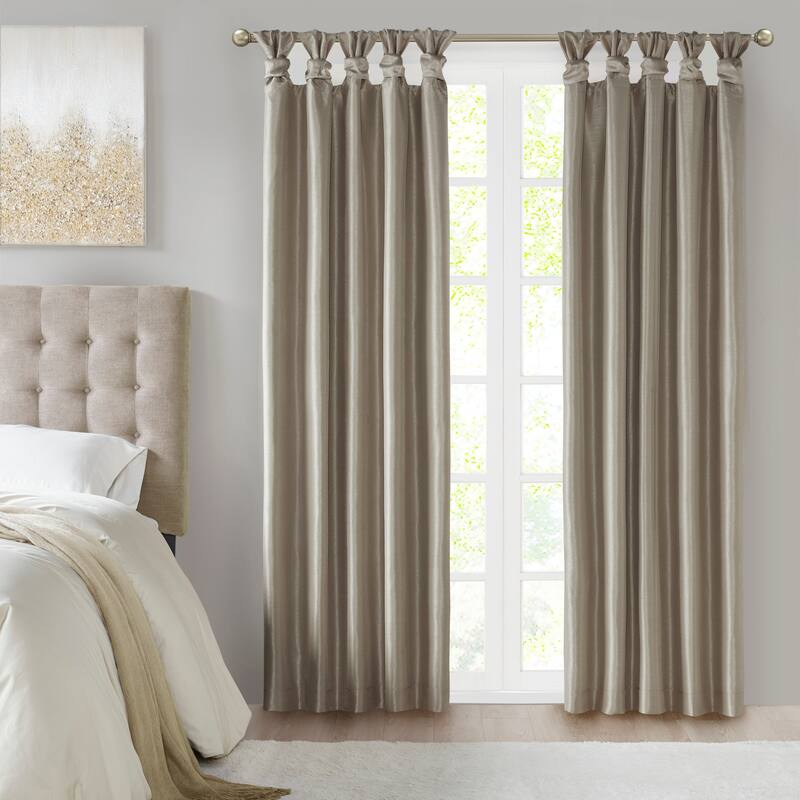Madison Park Natalie Twist Tab Total Blackout Window Curtain Panel - 50x95" - Pewter