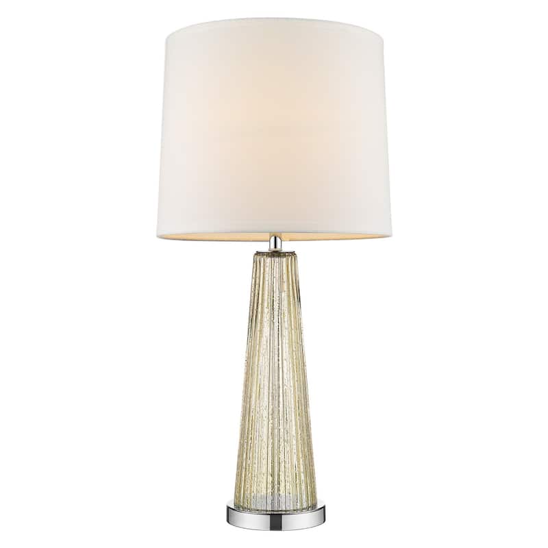 29-Inch Glass Buffet Lamp with Empire Fabric Shade for Living Room - Champagne