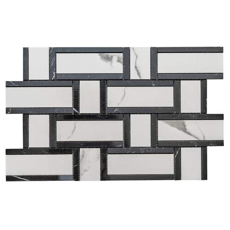 Stately Tre Basketweave 9.5x14 Porcelain Mosaic Tile - Floor, Wall, Backsplash