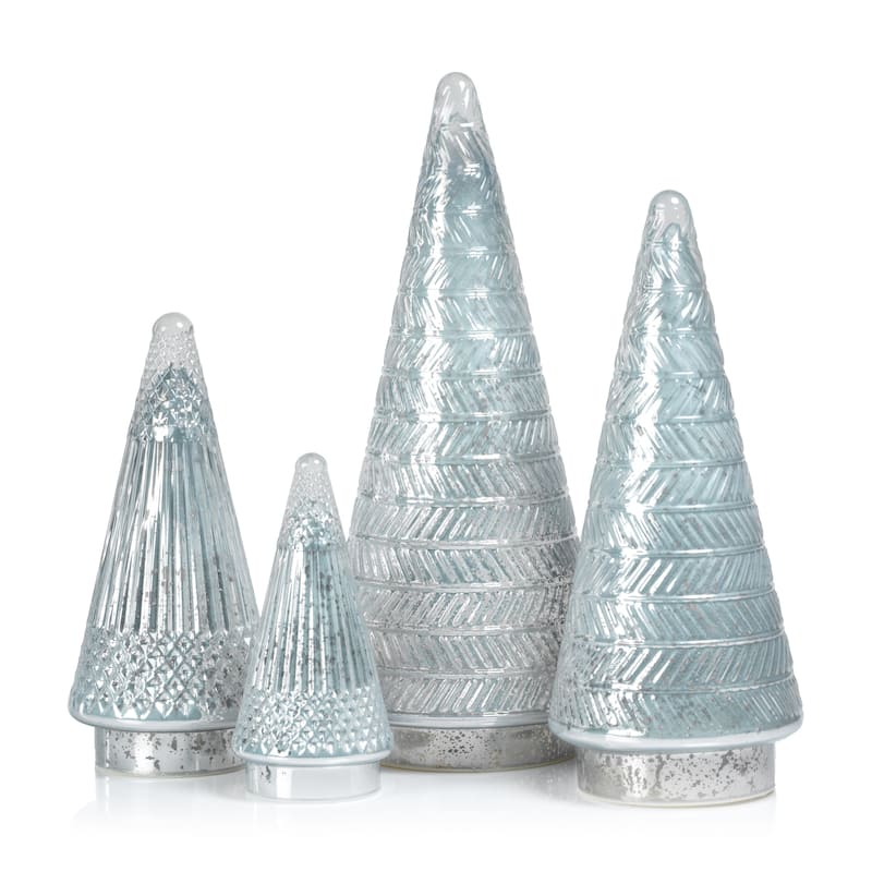Stella 14" Tall Antique Glass LED Tabletop Holiday Tree