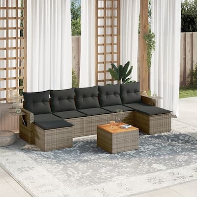 vidaXL Garden Sofa Set PE rattan Large UV-resistant materials