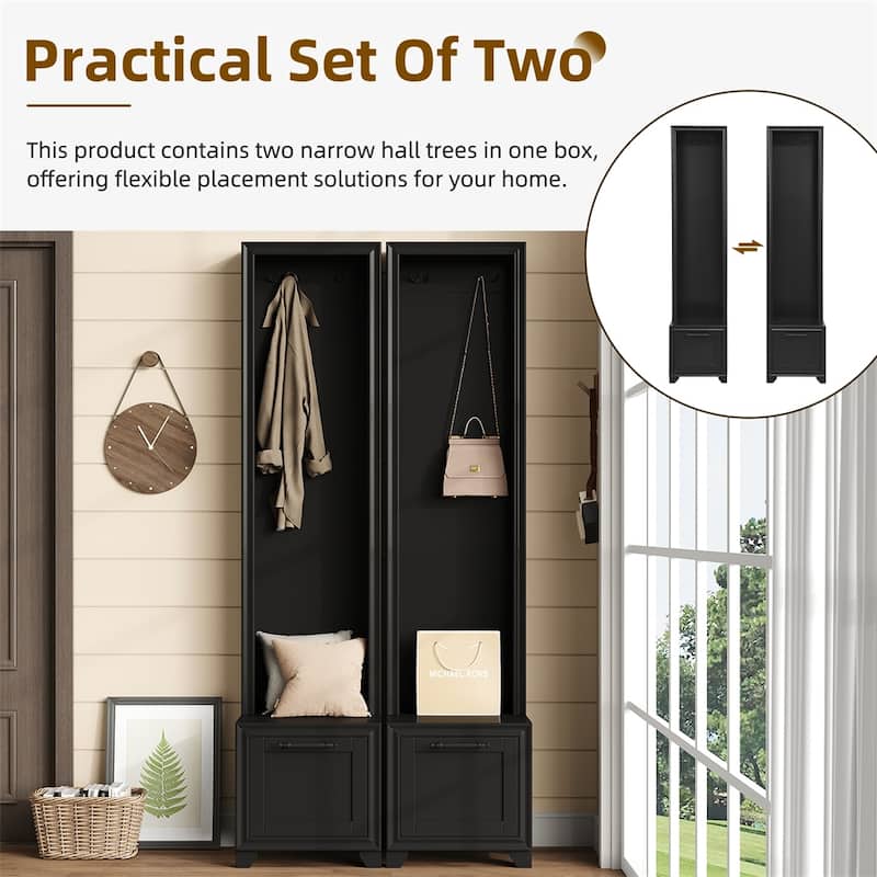 Elegant Free Standing Hall Tree Set of 2,3-IN-1 Entryway Coat Rack
