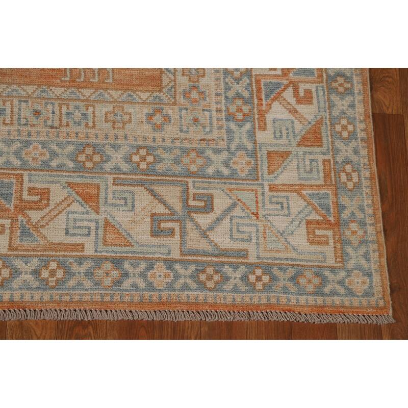Hand Knotted Oriental 100% Wool Carpet Transitional Tribal Oranges & Rust Oushak Area Rug - 8' 3'' X 5' 9''