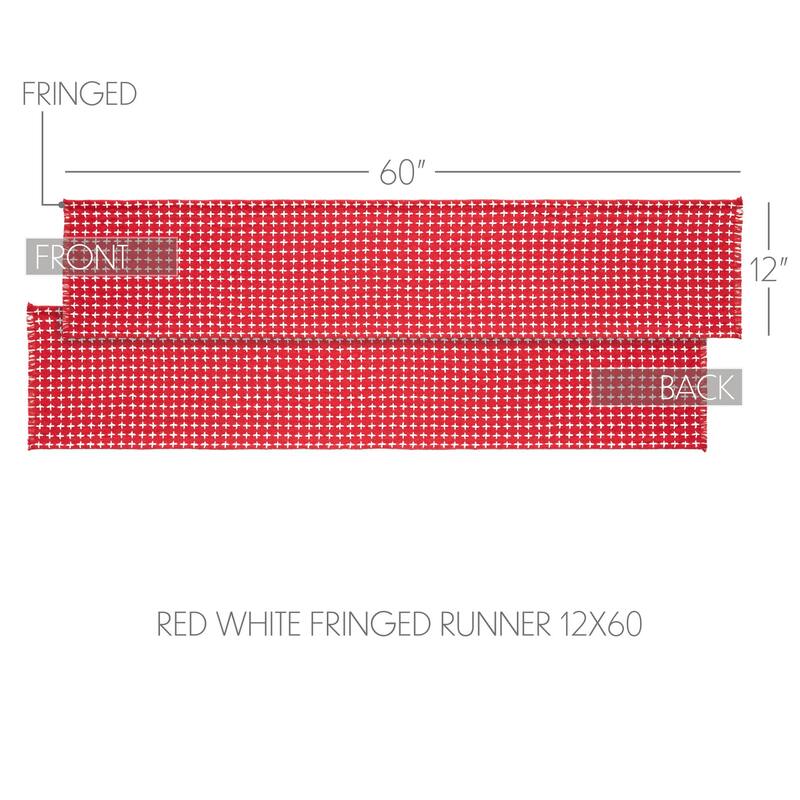 Gallen Red White Runner Fringed 12x36
