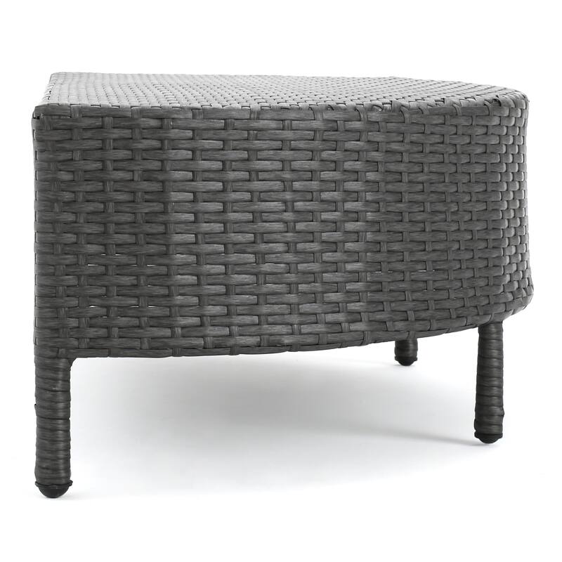 Newton Outdoor Half-Round Coffee Table - Wicker - Gray by Christopher Knight Home