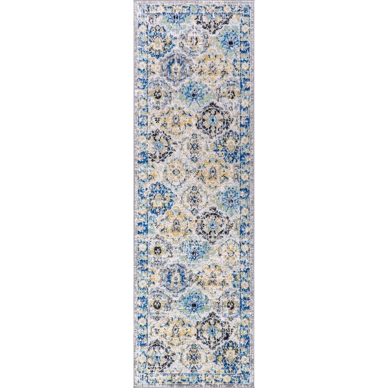 JONATHAN Y Minori Persian Boho Vintage Trellis Area Rug - 2 X 8 - Blue/Multi