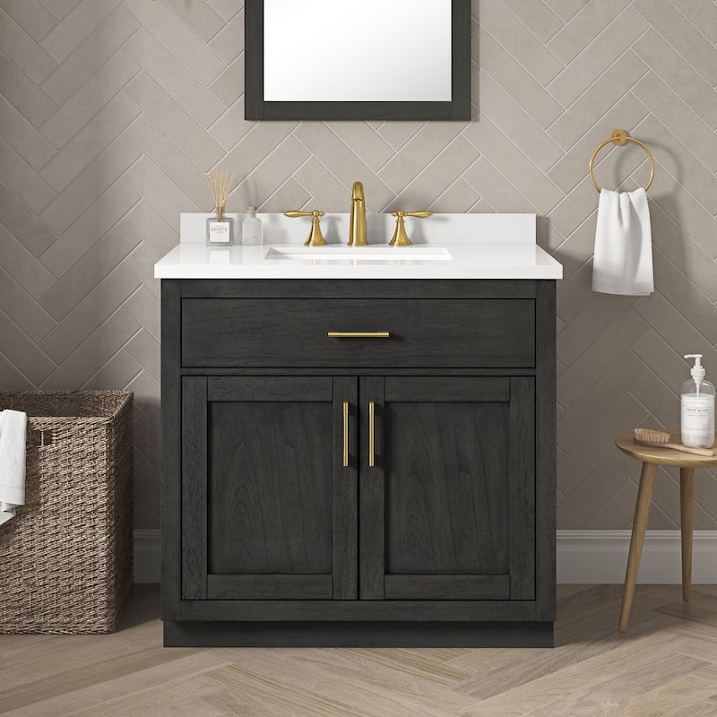 OVE Decors Bailey Bathroom Vanity with Power Bar - 36" - Matte Black