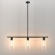 preview thumbnail 5 of 15, YANSUN 31.3in Industrial 3-Light Island Pendant Light with Clear Glass Shades, Black Kitchen Island Light or Kitchen,Dining Room