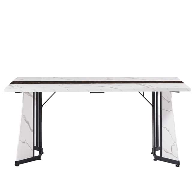 70.9" Extra-Long Rectangular Dining Table‌ – Waterproof 8-Seater Family Table with Adjustable Legs . - White