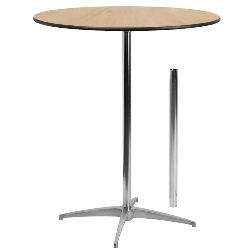 36" Round Wood Cocktail Table with 30" and 42" Columns - 36"D x 36"W x 30" - 42"H - Natural