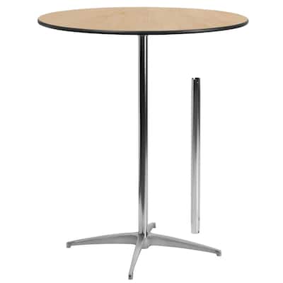 36" Round Wood Cocktail Table with 30" and 42" Columns - 36"D x 36"W x 30" - 42"H