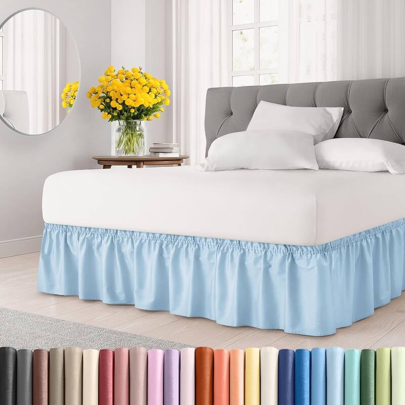12-Inch Bed Skirt for Queen-Size Bed - Light Blue