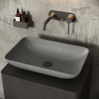 VIGO Lorca 22"L x 15"W x 5"H Concreto Stone Rectangular Bathroom Vessel Sink