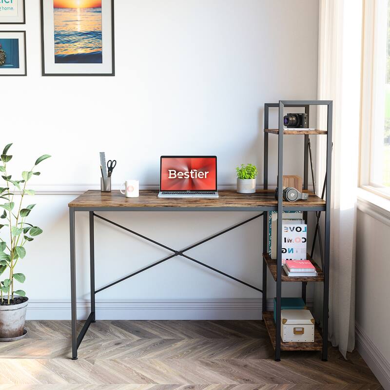 Computer Desk Home Office Computer Desk with 4 Shelves & Hooks