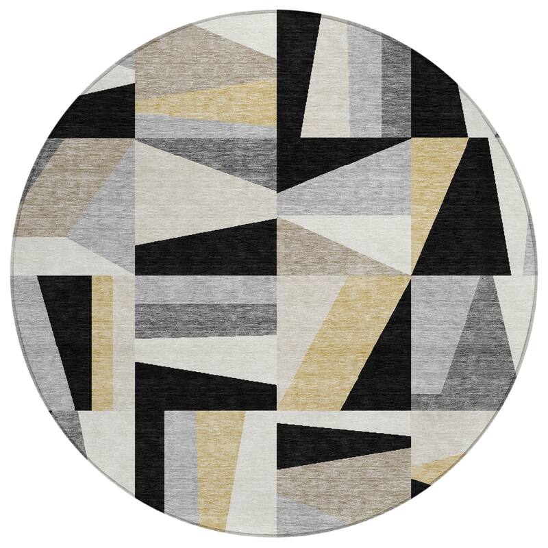 Machine Washable Indoor/ Outdoor Contemporry Mosaic Chantille Rug