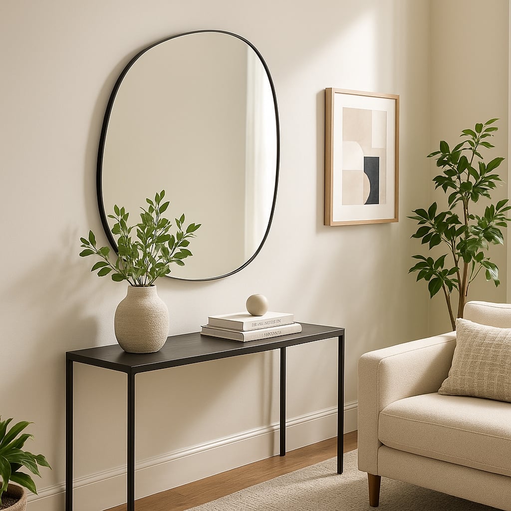 Metal Decorative Mirror - Abstract Shape Wall Accent - 35" Black - 29.5" x 1" x 35.25"