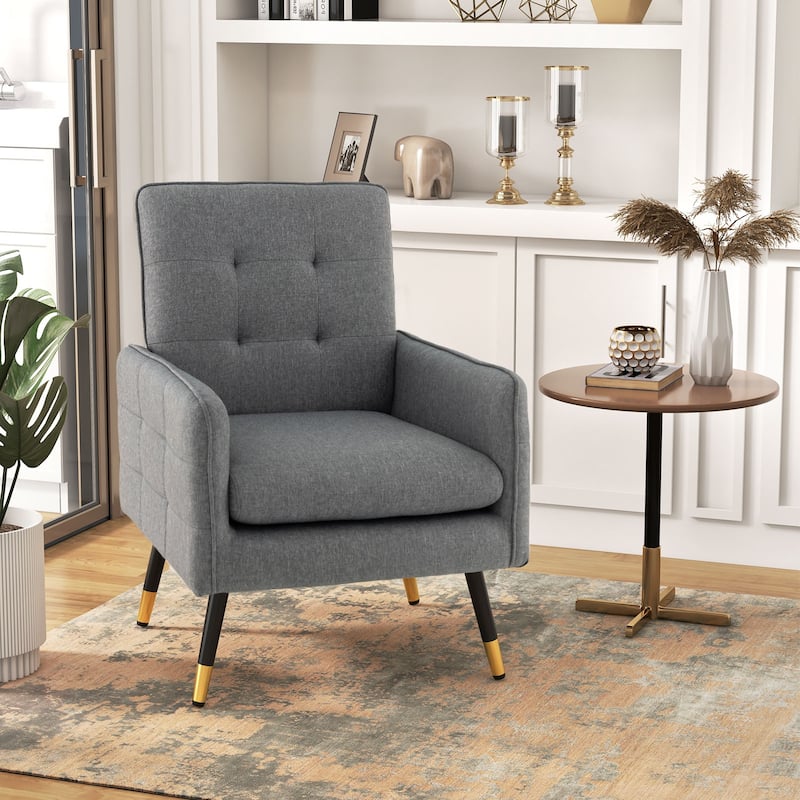 Linen Fabric Accent Chair with Removable Seat Cushion - 28.5" x 25.5" x 35.5"