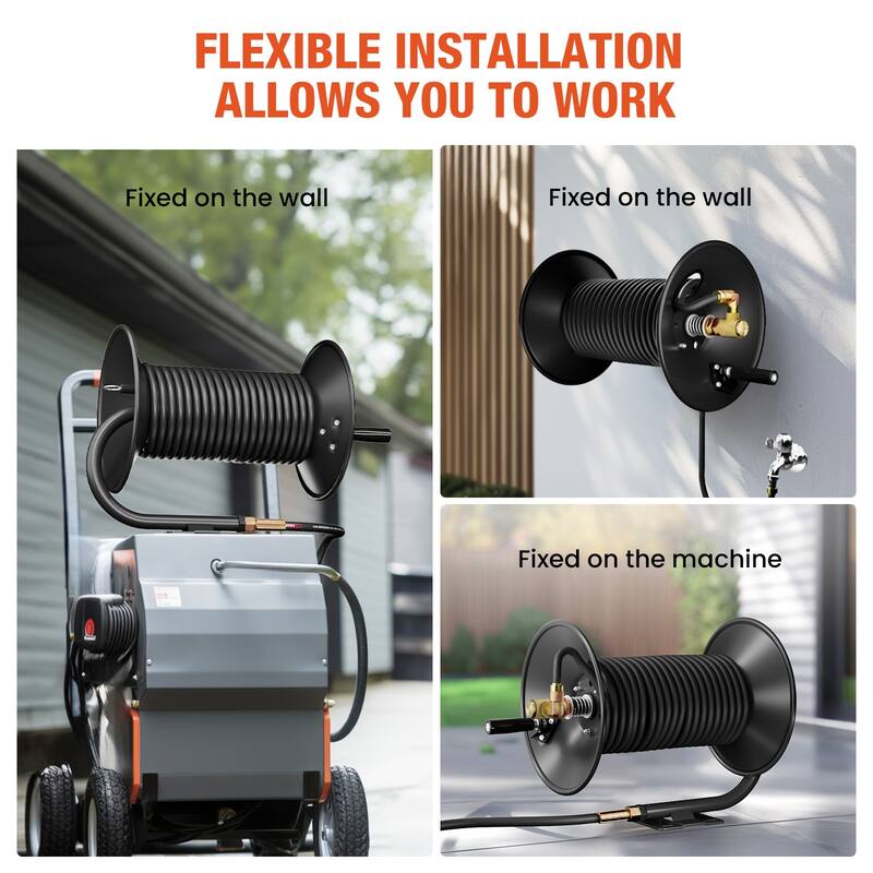 Pressure Washer Hose Reel 100ft Manual Crank Power Washer Hose Reel 3/8" NPT