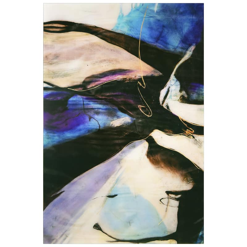 "Motivos" Abstract Frameless Tempered Art Glass Wall Art - Multi-color