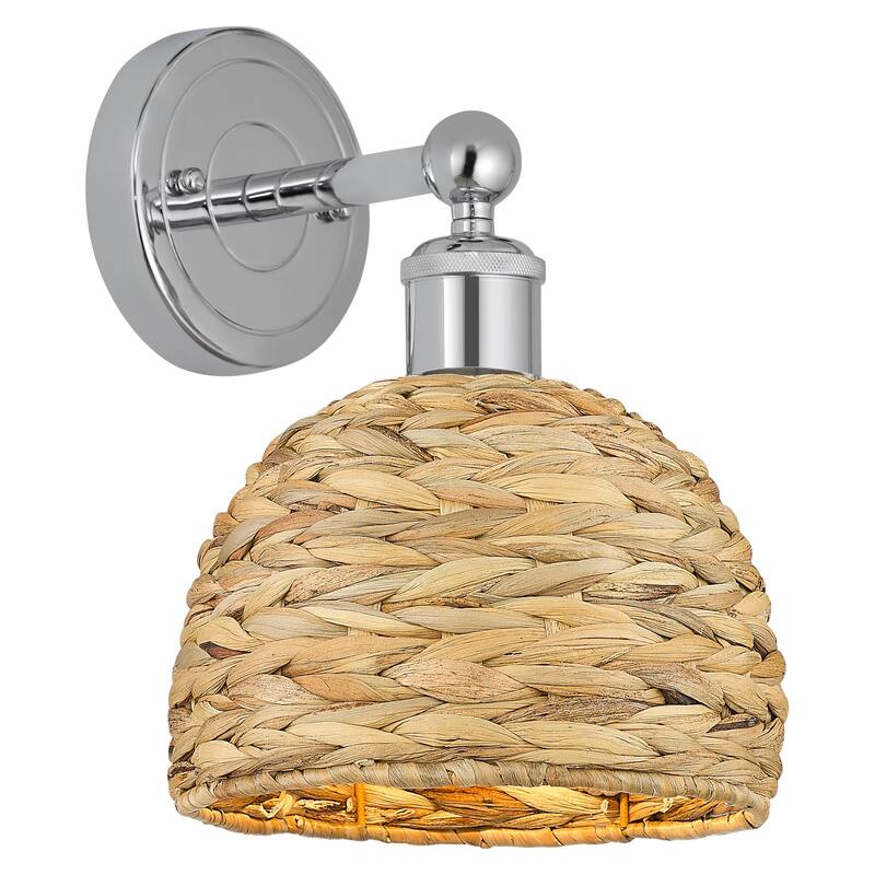 Innovations Lighting 616-1W-11-8 Woven Rattan Sconce Woven Rattan 11" - Polished Chrome / Natural
