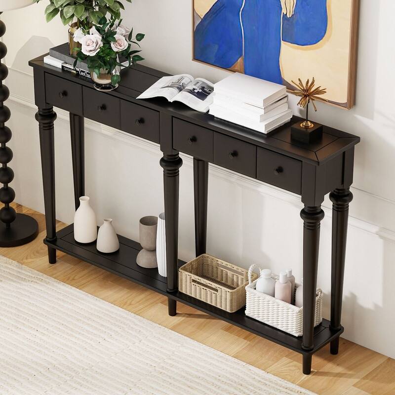 Infinitia 60" Console Table with 4 Drawers and Open Shelf