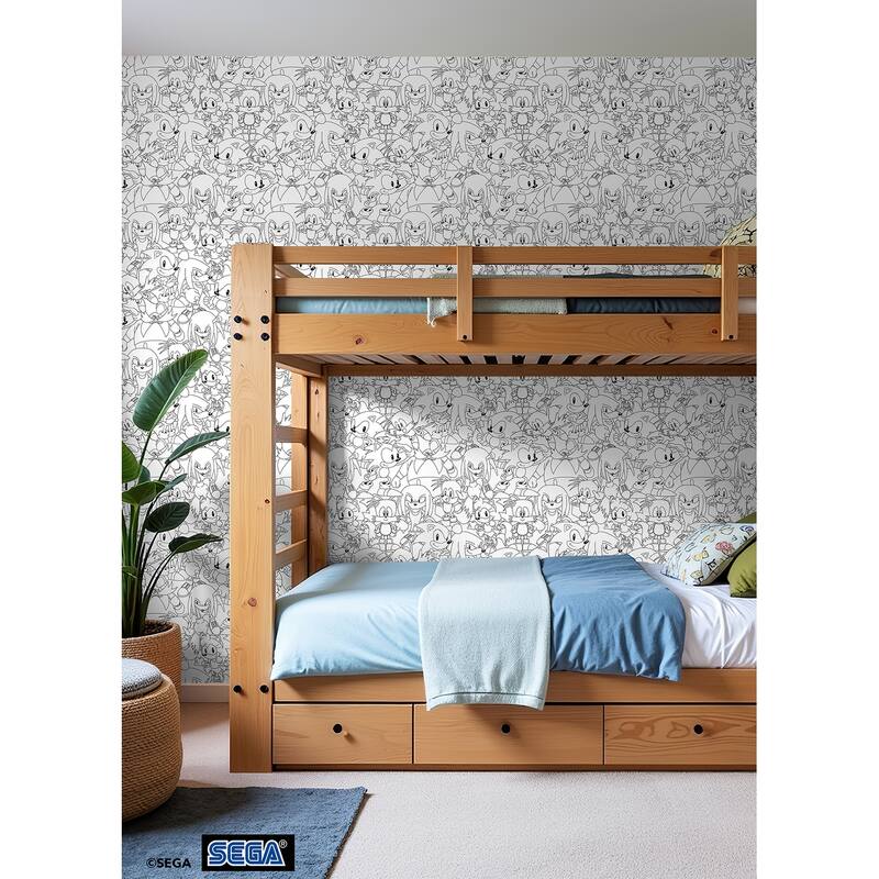 RoomMates Sonic The Hedgehog Line Art Peel and Stick Wallpaper