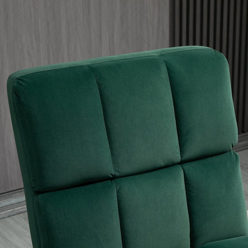HOMCOM Accent Chair with Ottoman, Velvet Club Chair with Vibration Massage, Remote Control and Metal Legs