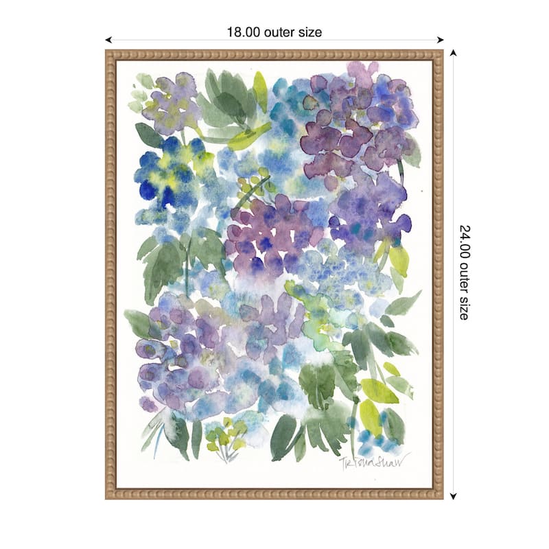 Kate and Laurel Sylvie Watercolor Purple Hydrafloral Framed Canvas by Patricia Shaw