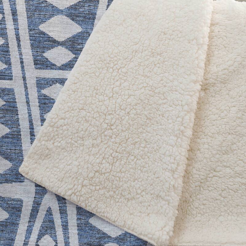 Premium Machine Washable ASB112 Modern Boho Sherpa Throw Blanket
