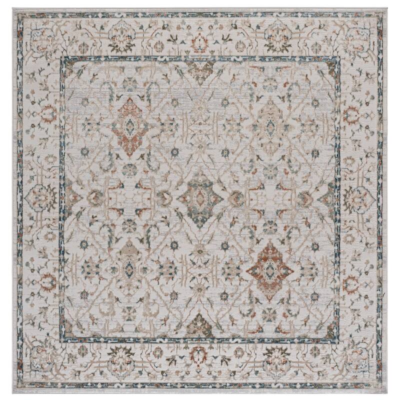 SAFAVIEH Maven Quirina Traditional Rug - 6'7" Square - Ivory/Blue Rust