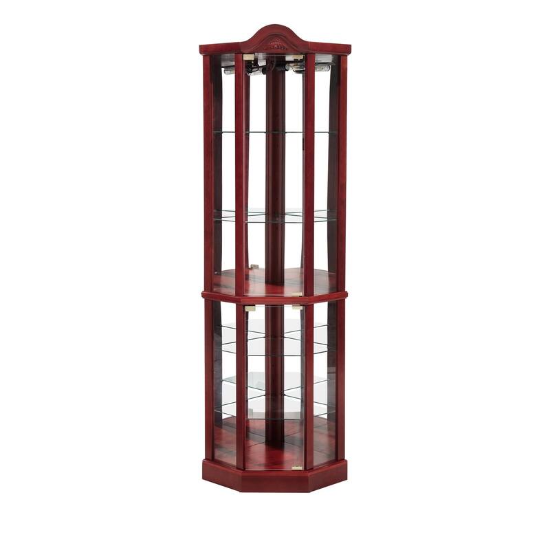 Glass Display Shelf with Adjustable Shelves - Cherry