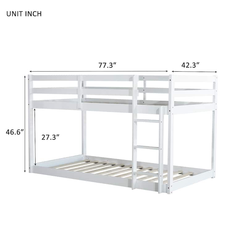 Twin Loft Bed with Dual 13-Slat Platforms and Low-Profile Design (200lb Capacity per Level)