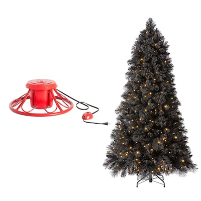 Home Heritage Rotating Tree Stand Base w/ Snowdrift 6.5 Ft Pre-Lit Holiday Tree - 29