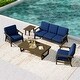 preview thumbnail 92 of 99, 5-Piece Teak Outdoor Conversation Set with Tables.