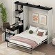 preview thumbnail 2 of 16, Full Size Murphy Bed wDesk and Storage Shelves & Cabinets, Black White