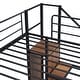 preview thumbnail 8 of 33, Metal Bunk Bed with Guardrail, Kids Bed Frame with Lateral Storage Ladder and Wardrobe