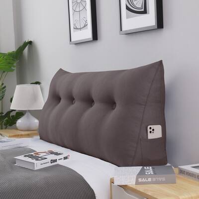 WOWMAX Bed Wedge Pillow Bolster Brown Linen Blend Lumbar Back Support