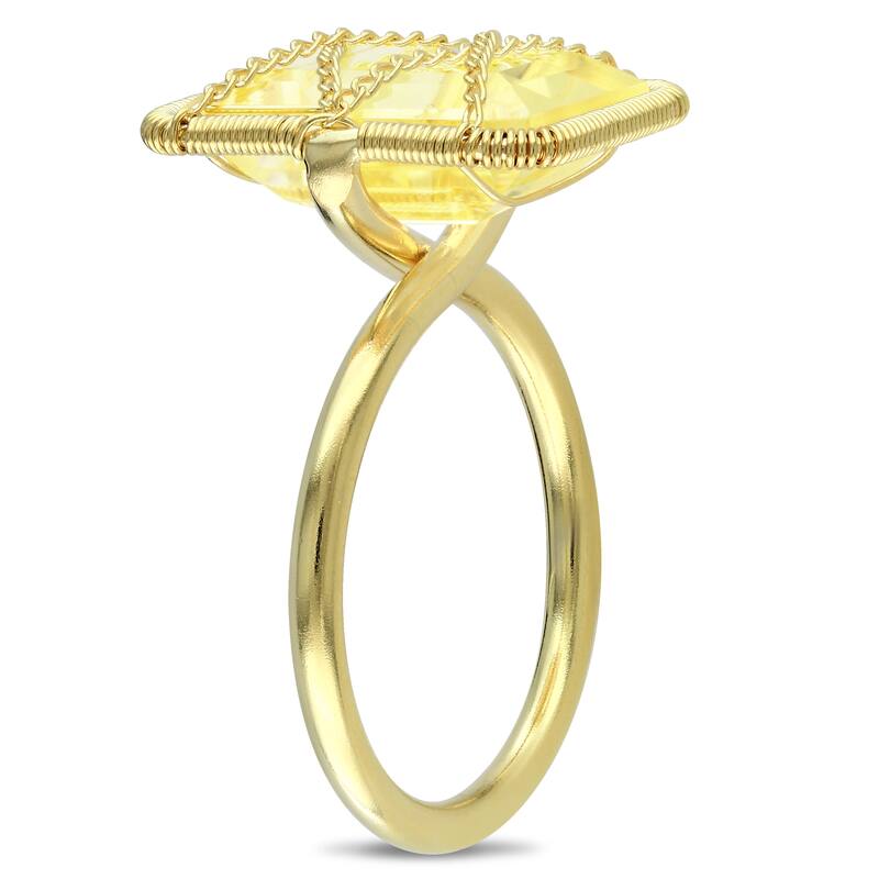 Miadora 7 1/5ct TGW Emerald Cut Citrine Crisscross Ring in Yellow Plated Sterling Silver