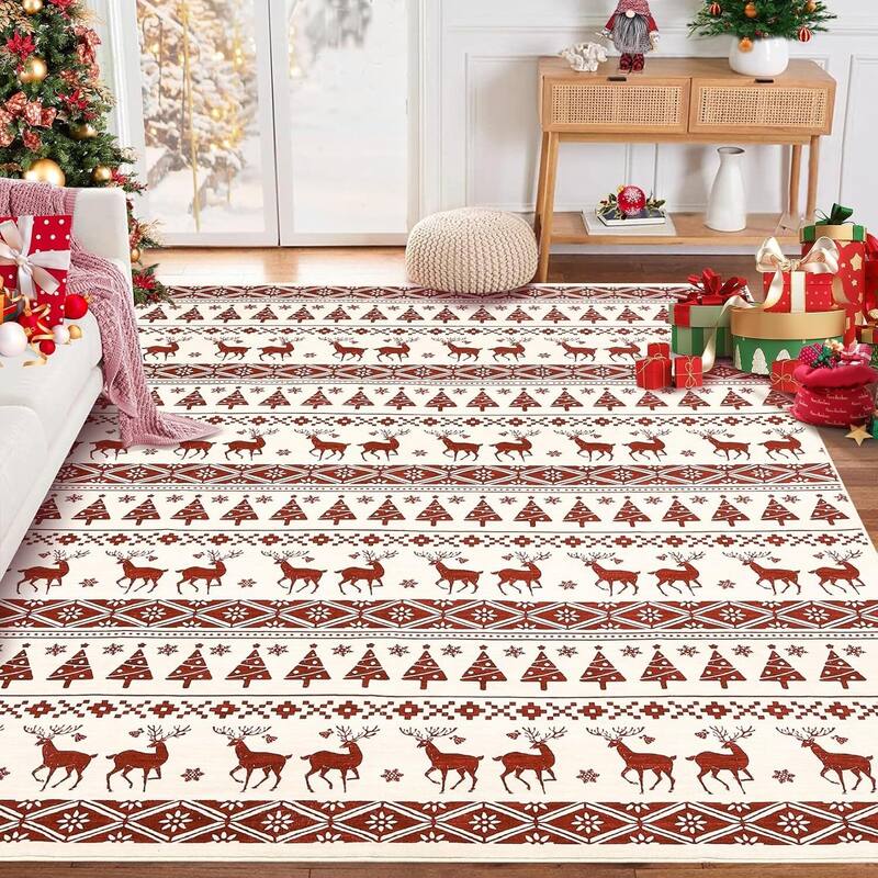 Snowflake Christmas Holiday Decorative Area Rug, for Bedroom Living Room, White - 5*7ft