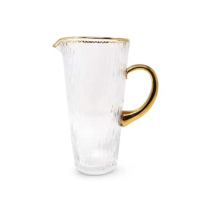 Clear Pitcher With Gold Handle and Rim, 50.8 oz