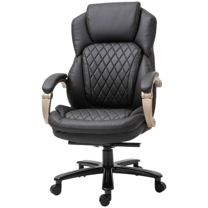 Big and Tall Diamond Stitch Executive Office Chair 350 lbs Capacity Adjustable Height Ergonomic Faux Leather with Swivel