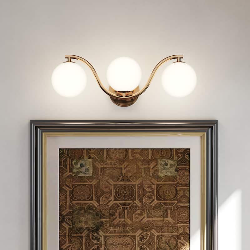 Acroma Triple Globe Wave Vanity Lighting - 3-light - Satin Brass