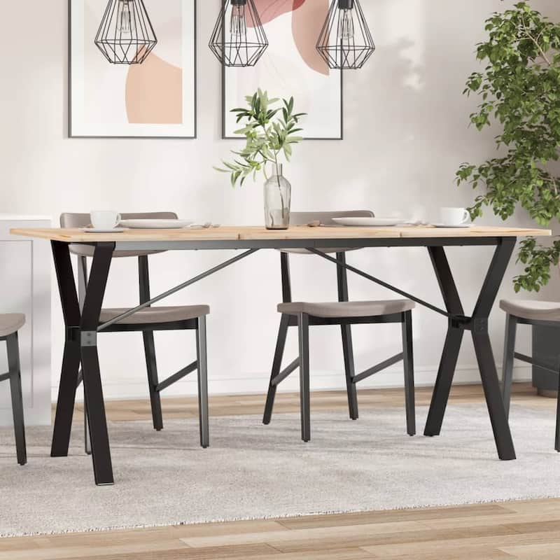 vidaXL Dining Table Leg Black Powder-coated steel Medium - 23.6 x 55.1 x 28.7 in