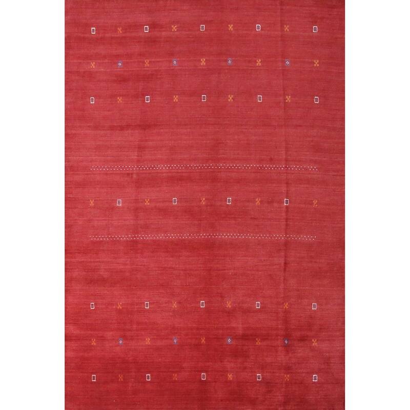 Hand Knotted Oriental 100% Wool Carpet Tribal Tribal Red Gabbeh Area Rug - 11' 4'' X 8' 2''