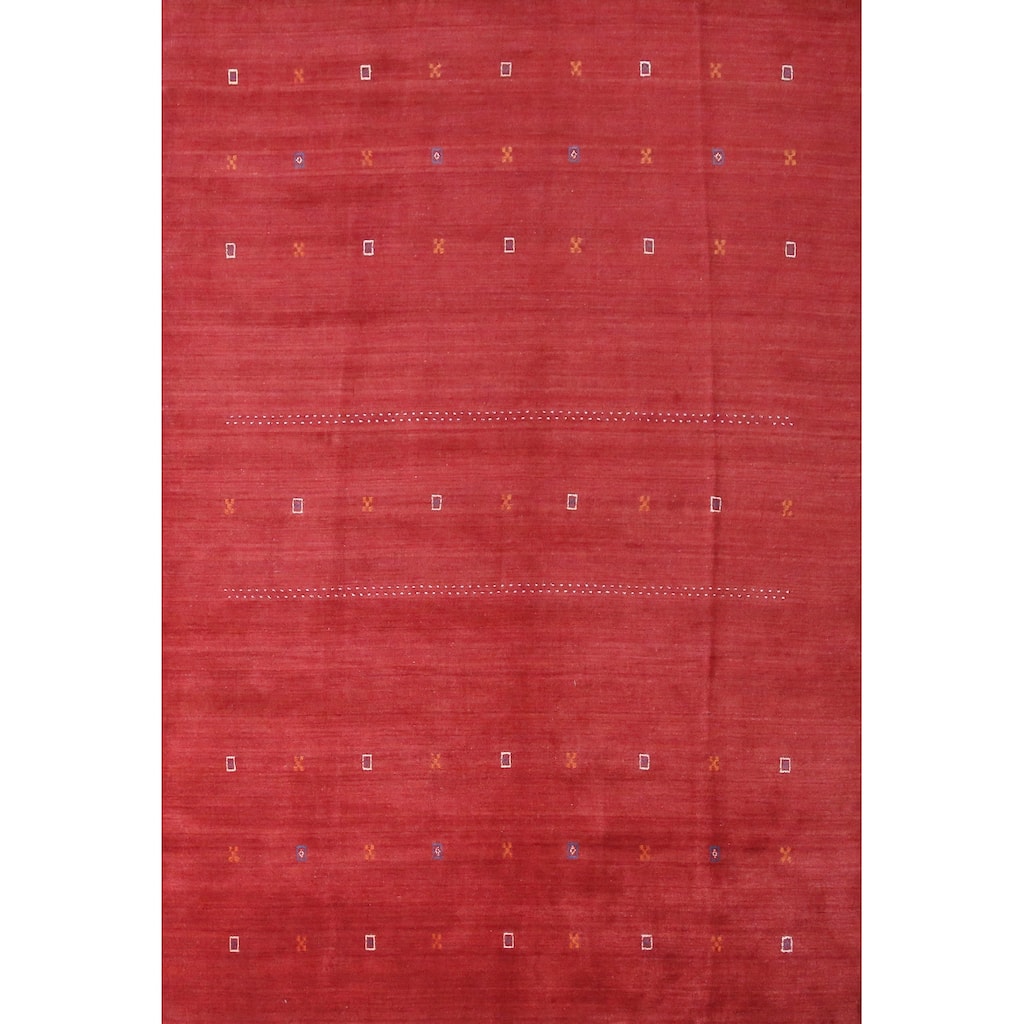 Hand Knotted Oriental 100% Wool Carpet Tribal Tribal Red Gabbeh Area Rug - 11' 4'' X 8' 2''