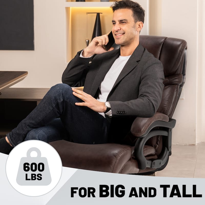 600LBS Big and Tall Office Chair for Heavy People, Extra Wide Seat and Adjustable Lumbar, Executive Chair with High Back
