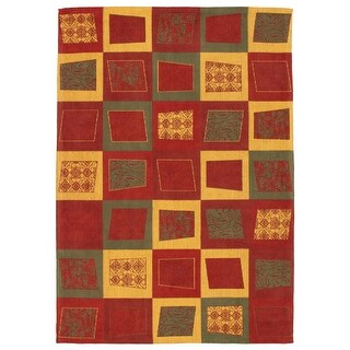 Red Polyporene Rug ECARPETGALLERY Handmade Collage Dark Red Polypropylene Rug - 5'3 x 7'7 ...