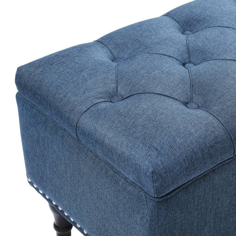 Tufted Storage Bench, Upholstered Ottoman with Storage - 50.8" W X 17.1" D X 18.3" H